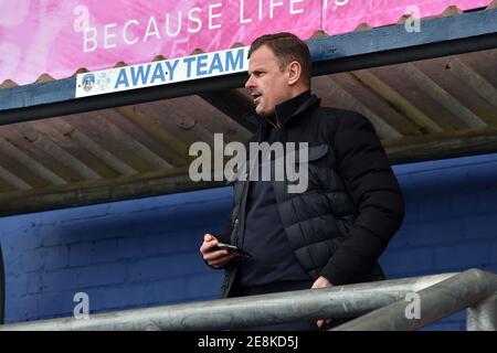 OLDHAM, ANGLETERRE. 30 JANVIER Richie Wellens (gérant) de Salford City avant le match de la Sky Bet League 2 entre Oldham Athletic et Salford City à Boundary Park, Oldham, le samedi 30 janvier 2021. (Credit: Eddie Garvey | MI News) Credit: MI News & Sport /Alay Live News Banque D'Images