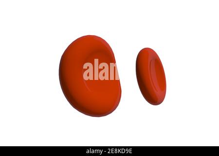 Illustration 3D cellules sanguines rouges isolées sur fond blanc avec masque de découpe. Banque D'Images
