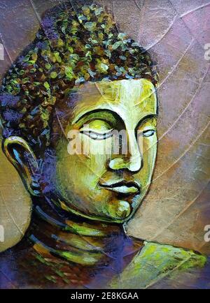 Art, peinture, huile, couleur, statue de Bouddha, bouddhiste de Thaïlande Banque D'Images