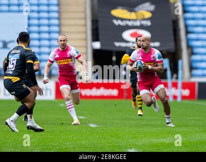 Coventry, Royaume-Uni. 31 janvier 2021. 31 janvier 2021 ; Ricoh Arena, Coventry, West Midlands, Angleterre ; Rugby anglais de première qualité, Wasps versus Harlequins ; Aaron Morris of Harlequins Open Field Running Credit: Action plus Sports Images/Alay Live News Banque D'Images