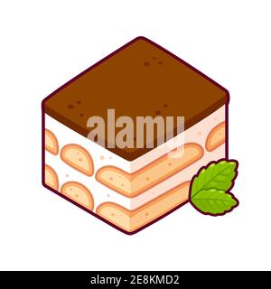 Tiramisu, dessert italien traditionnel. Illustration de clip art vectoriel isolée. Illustration de Vecteur