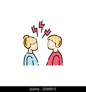 Icône de ligne de couleur de conflit. Désaccord, problèmes de relation concept. Inscrivez-vous pour accéder à la page Web, à l'application mobile, au bouton et au logo. Contour modifiable Illustration de Vecteur