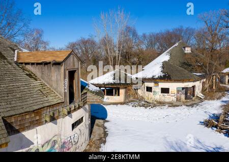 Detroit, Michigan - La Belle Isle Children's Zoo, qui a été fermée depuis une crise budgétaire de la ville en 2002. Banque D'Images