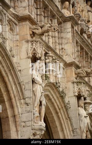 Bruxelles (Bruxelles), Belgique. Détail de l'hôtel de ville de Grand place. Banque D'Images