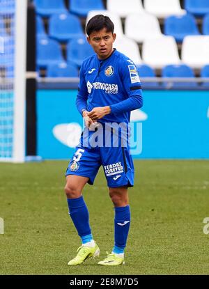 Takefusa Kubo (Getafe CF) vu avant le match de la Liga rond 21 entre Getafe CF et Deportivo Alaves au stade Alfonso Perez.(score final; Getafe CF 0:0 Deportivo Alaves) Banque D'Images