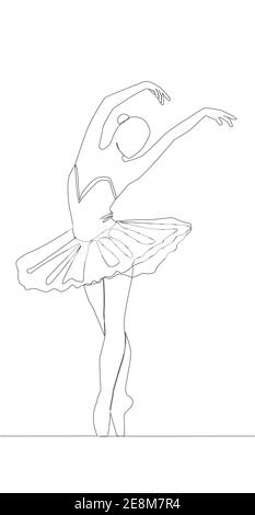 Auto-dessin animation de dessin en ligne continue de femme ballet danseur Illustration de Vecteur