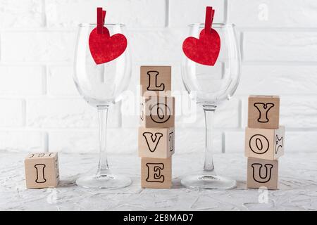 Carte de Saint-Valentin avec inscription « I Love You » Banque D'Images