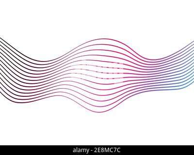 Illustration vectorielle abstraite de l'élément d'onde colorée Line art isolée sur fond blanc. Une bande lisse ou une ligne ondulée et colorée. Illustration de Vecteur