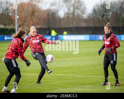 Liverpool, Royaume-Uni. 31 janvier 2021. Échauffement pendant le match de la Super League Womens entre Everton et Manchester United au stade Walton Hall Park à Liverpool, Angleterre crédit : SPP Sport Press photo. /Alamy Live News Banque D'Images