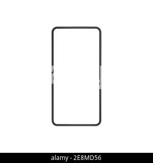 Téléphone cadre avec écran blanc vide. Smartphone Mockup. Appareil mobile isolé sur blanc. Illustration de Vecteur