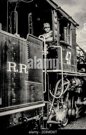 Un ancien train à la gare de North Conway, New Hampshire Banque D'Images