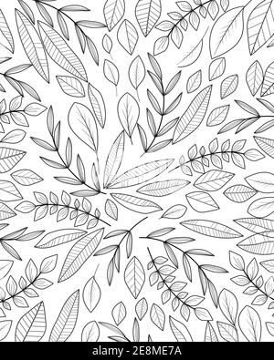 Illustration vectorielle de la décoration florale avec feuilles, dessin à la main, fond naturel Illustration de Vecteur