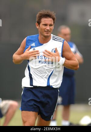 Frank Lampard en action lors de la première session d'entraînement du Chelsea football Club à UCLA, Los Angeles, CA, USA, le 10 juillet 2007. Photo de Lionel Hahn/Cameleon/ABACAPRESS.COM Banque D'Images