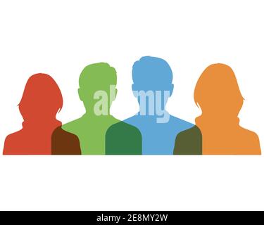 Avatar silhouettes pour hommes et femmes, icônes de profil. Illustration de Vecteur