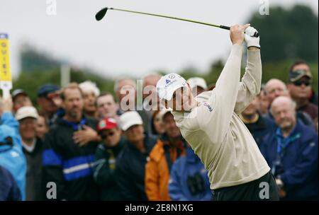 Justin Rose d'Angleterre en action pendant le Championnat d'Open au Carnoustie Golf Links de l'est de l'Écosse le 19 juillet 2007. Photo de Christian Liewig/ABACAPRESS.COM Banque D'Images