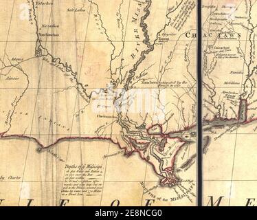 Mitchell Map-Louisiane 1770s. Banque D'Images