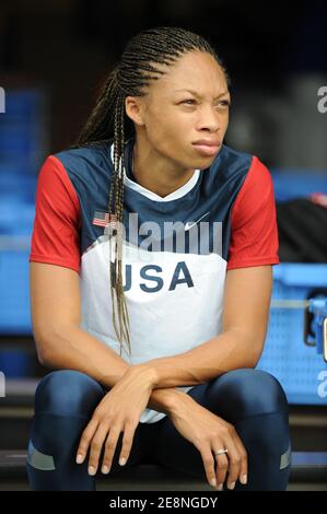 Allyson Felix des États-Unis participe à des épreuves de 200 mètres pour femmes lors des Championnats du monde d'athlétisme 11, au stade Nagai, à Osaka, au Japon, le 29 août 2007. Photo de Gouhier-Kempinaire/Cameleon/ABACAPRESS.COM Banque D'Images