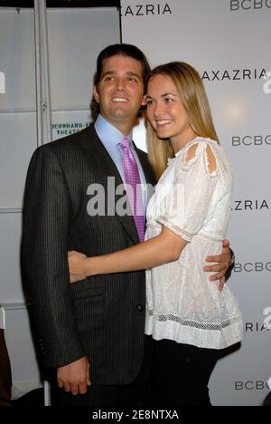 Donald Trump Jr. Et sa femme Vanessa Haydon ont fait marche arrière au salon de la collection BCBG Max Azria lors de la Mercedes Benz Fashion week Spring 2008, qui s'est tenue à Bryant Park Grill, à New York City, NY, États-Unis, le mardi 5 septembre 2007. Photo par Graylock/ABACAPRESS.COM Banque D'Images