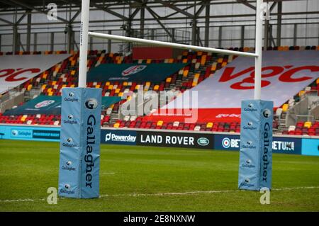 BRENTFORD, ANGLETERRE - JANVIER 31: Vue de Brentford Community Stadiumasat Gallagher Premiership entre London Irish et Newcastle Flacons au Brentford Community Stadium, Brentford, Royaume-Uni le 31 janvier 2021 crédit: Action Foto Sport/Alay Live News Banque D'Images