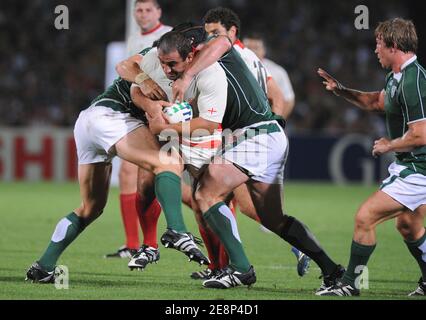 L'écluse de Géorgie Mamuka Gorgodze lors de la coupe du monde de rugby 2007 de l'IRB, Pool D, Irlande contre Géorgie au stade Chaban Delmas à Bordeaux, France, le 15 septembre 2007. Photo de Nicolas Gouhier/Cameleon/ABACAPRESS.COM Banque D'Images