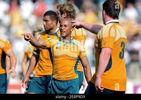 La moitié de l'Australie et le capitaine George Gregan lors de la coupe du monde de rugby IRB 2007, Pool A, Australie contre Fidji au Stade de la Mosson à Montpellier, France, le 23 septembre 2007. L'Australie a gagné 55-12. Photo de Nicolas Gouhier/Cameleon/ABACAPRESS.COM Banque D'Images