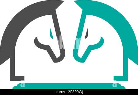 Illustration vectorielle de modèle de conception d'icône de logo cheval Illustration de Vecteur
