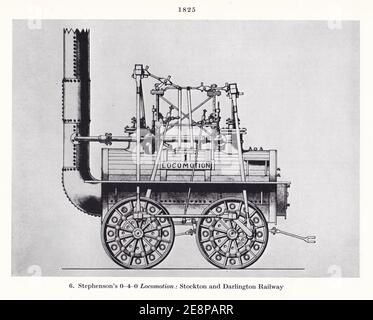 Locomotion 0-4-0 de Stephenson : chemin de fer de Stockton et Darlington 1825. Banque D'Images