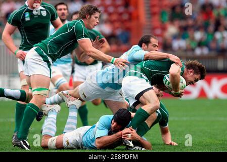 Capitaine irlandais, Brian O'Driscoll lors de la coupe du monde de rugby 2007 de l'IRB, Pool D, Irlande contre Argentine au Parxc des Princes à Paris, France, le 30 septembre 2007. Photo de Taamallah Mehdi/Cameleon/ABACAPRESS.COM Banque D'Images