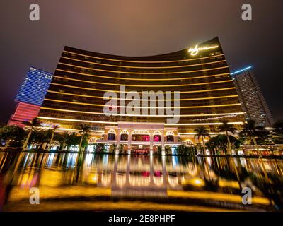 Macao, 22 JANVIER 2012 - vue extérieure de nuit sur le Wynn Macau Banque D'Images