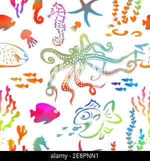 Motif sans couture avec requins. Arrière-plan nautique. Illustration de la vie marine mignonne. Illustration de Vecteur
