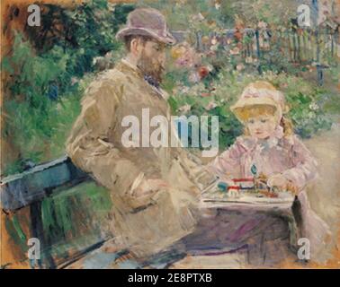 Eugene Manet et sa fille à Bougival 1881 Berthe Morisot. Banque D'Images