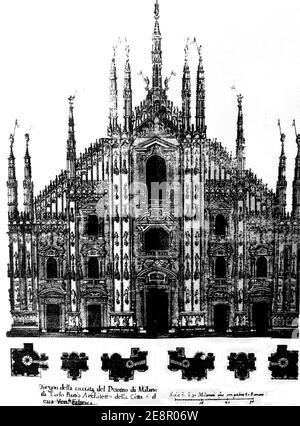 Milano - Progetto barocco per la facciata del Duomo. Banque D'Images