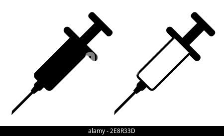 Symbole d'inoculation par seringue ou d'injection de vaccin et icône de vaccination médicale et illustration vectorielle Illustration de Vecteur