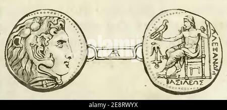 Moneta di Alessandro Magno da Storia delle arti del disegno II (page 111). Banque D'Images