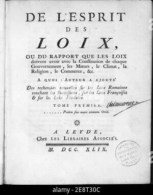 Montesquieu – de l'esprit des loix, 1749 – BEIC 6817234. Banque D'Images