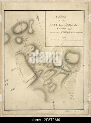 Montresor carte de la bataille de Germantown 1777. Banque D'Images