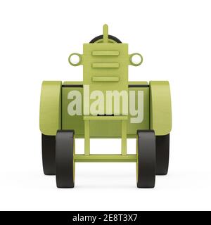 Tracteur à jouets en bois sur fond blanc. Rendu 3d Banque D'Images