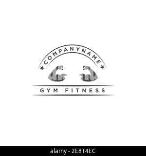 bodybuilder homme fitness sport vecteur logo design Illustration de Vecteur