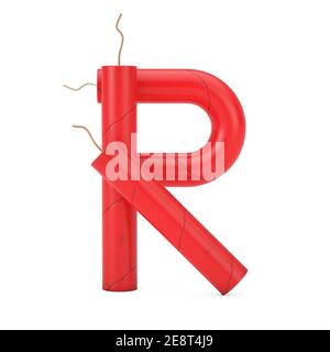 Lettre R comme Dynamite Sticks Alphabet Collection sur fond blanc. Rendu 3d Banque D'Images