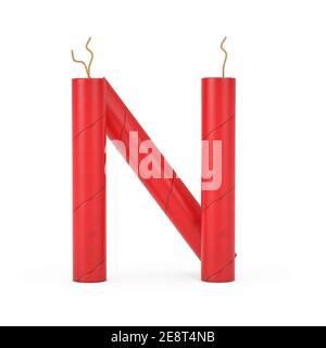 Lettre N comme Dynamite Sticks Alphabet Collection sur fond blanc. Rendu 3d Banque D'Images