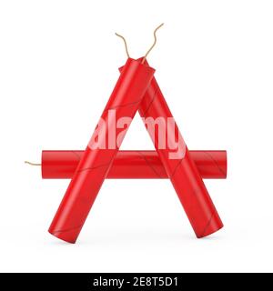 Lettre A comme Dynamite Sticks Alphabet Collection sur fond blanc. Rendu 3d Banque D'Images