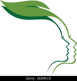 femme beauté abstrait feuille icône logo concept graphique design Illustration de Vecteur