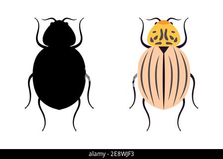 Coléoptère de la pomme de terre du Colorado - illustration vectorielle isolée sur fond blanc. Illustration de Vecteur