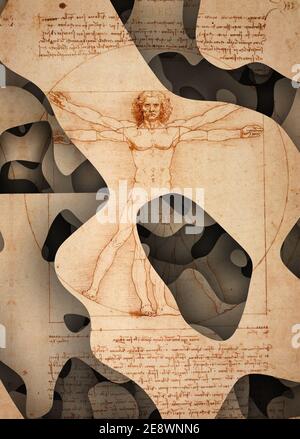 Leonardo da Vinci Vitruvian homme modifié, appropriation art Banque D'Images