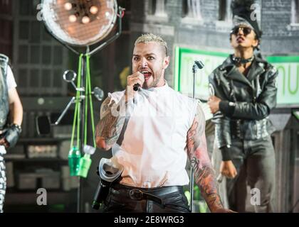 Matt Willis (orin) pendant le photocall Little Shop of Horrors au Regent's Park Open Air Theatre, Londres. Banque D'Images