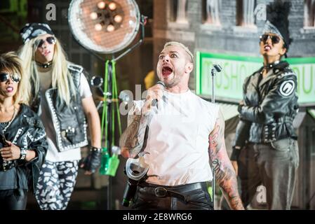 Matt Willis (orin) pendant le photocall Little Shop of Horrors au Regent's Park Open Air Theatre, Londres. Banque D'Images