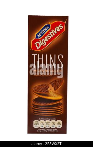 Paquet de biscuits McVités Digestifs au chocolat au lait Thins Banque D'Images