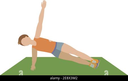 Homme faisant des exercices de planche latérale - illustration Illustration de Vecteur