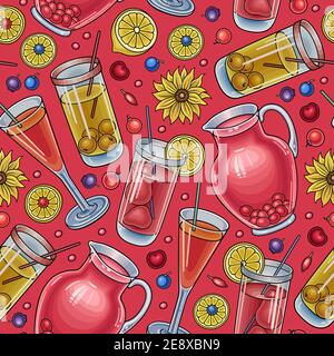 Boissons amusantes sans coutures. Illustration de Vecteur