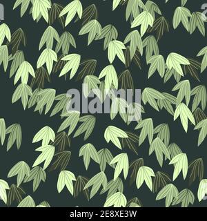 Motif fleuri sans couture avec feuilles exotiques colorées sur fond sombre. Branches vertes tropiques. Illustration de fonds d'écran à vecteur mode Illustration de Vecteur